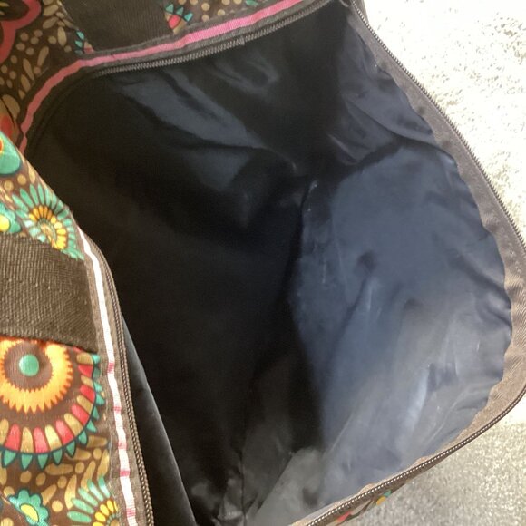 LG retro colors Floral Nylon Tote Bag With Zipper Closure zip inside and out‎ - Picture 8 of 9